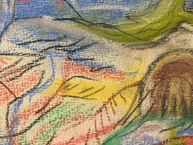 Pastel Sur Papier 1940 Jeanne Kosnick Kloss Art Brut Ancien Oiseau