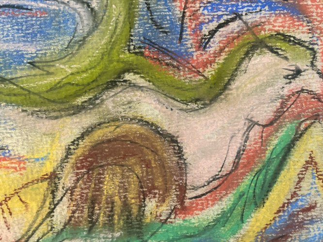 Pastel Sur Papier 1940 Jeanne Kosnick Kloss Art Brut Ancien Oiseau