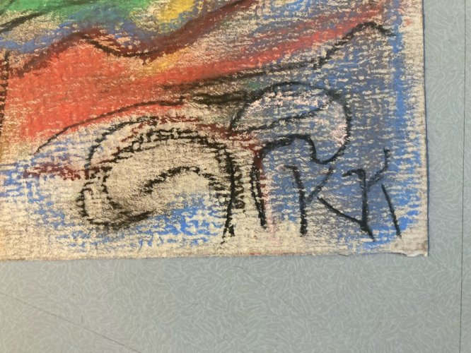 Pastel Sur Papier 1940 Jeanne Kosnick Kloss Art Brut Ancien Oiseau
