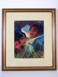 Pastel 19th Century THE DANCERS Signed Léon E. Fortune Andrieux known as Fortunay Frame