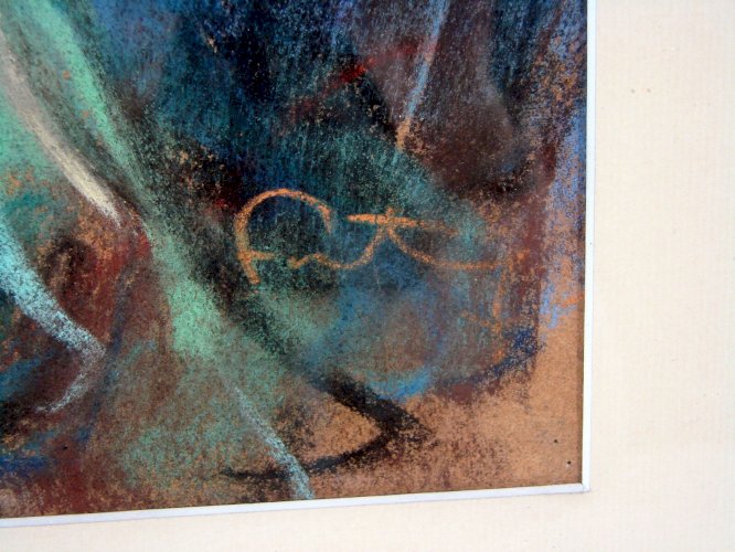 Pastel XIX° LES DANSEURS Signé Léon E. Fortune Andrieux dit Fortunay Cadre