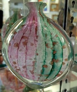 PATE de VERRE Vase Decoration Verrerie Polychrome signe 8VE 19/12