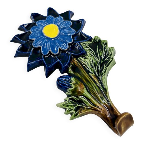 Patère crochet fleur en céramique belge André Bayer