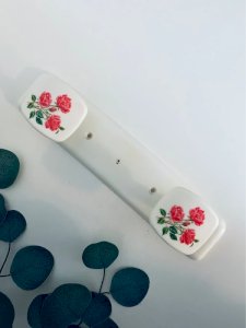 Double Vintage 70s Coat Rack France - Rose Decor - White Plastic Style