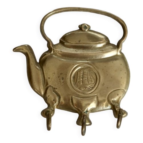 Patère en laiton forme de théière vintage