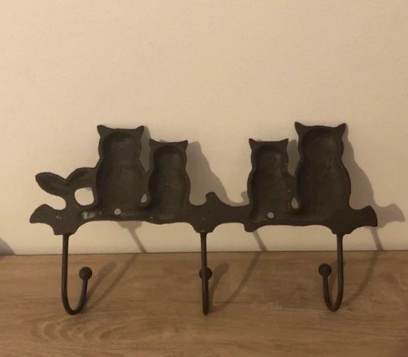 Patère hiboux 3 crochets en métal