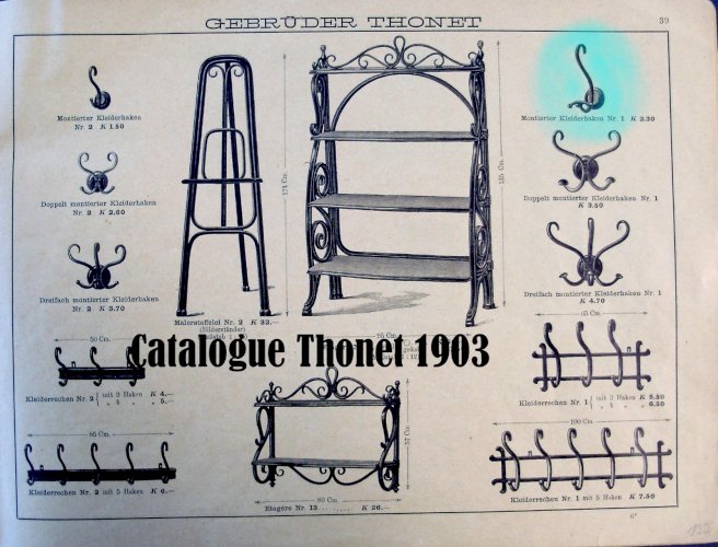  Patére murale formée de deux esses, Thonet vers 1900