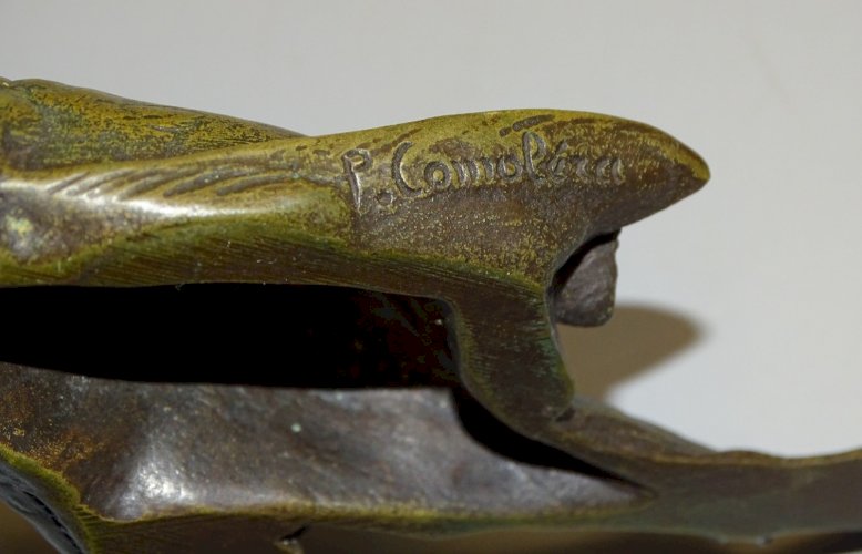 -Paul COMOLÉRA Passereau gisant bronze signé SUSSE FONDEUR PRESSE PAPIER   D