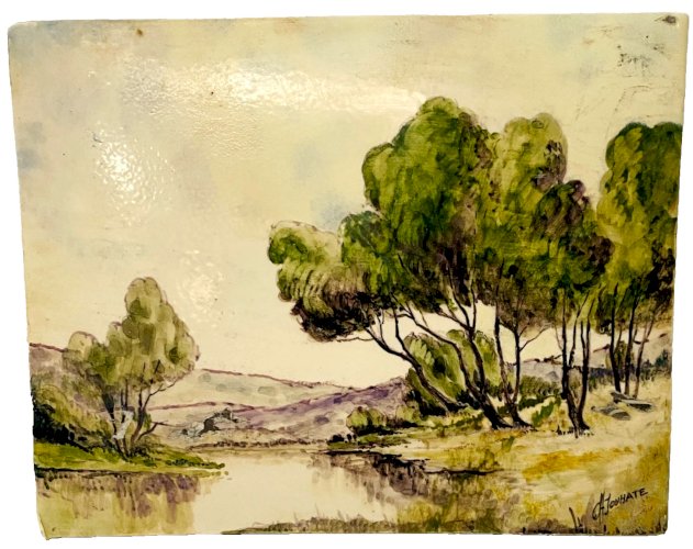 " Paysage de campagne " Huile sur plaque de porcelaine XX siècle