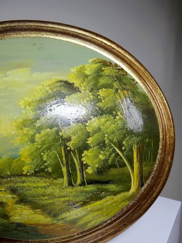 Paysage huile sur bois bombé Italien vintage style baroque Florentin