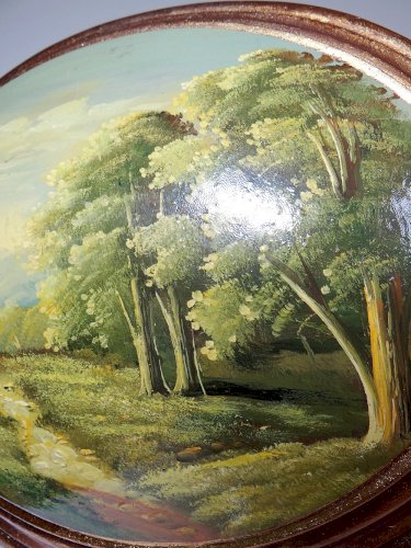 Paysage huile sur bois bombé Italien vintage style baroque Florentin
