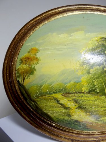 Paysage huile sur bois bombé Italien vintage style baroque Florentin
