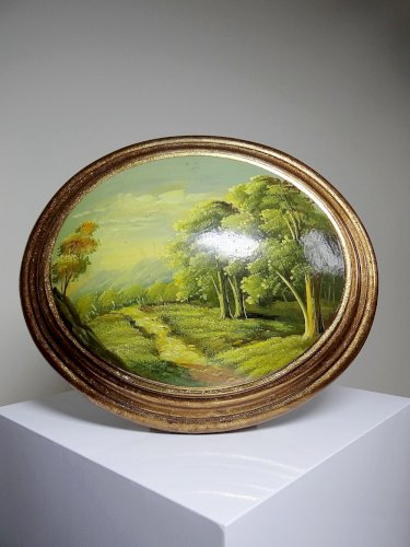 Paysage huile sur bois bombé Italien vintage style baroque Florentin