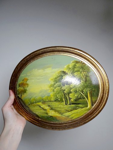 Paysage huile sur bois bombé Italien vintage style baroque Florentin