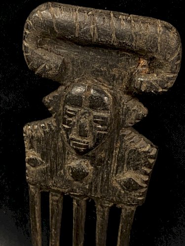 Peigne ancien à décor de masque Fang, Kota, Gabon Cameroun
