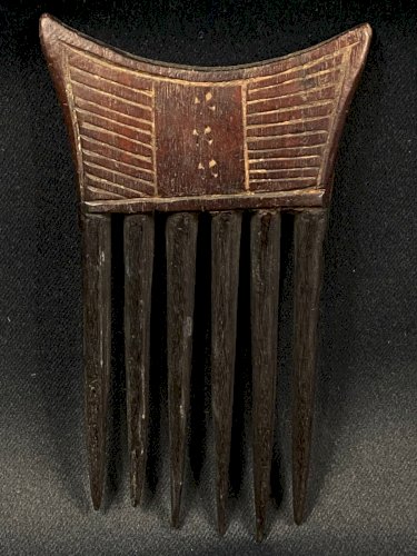 Peigne ancien à décor géométrique Akan Ashanti Baoulé Côte d'Ivoire Ghana