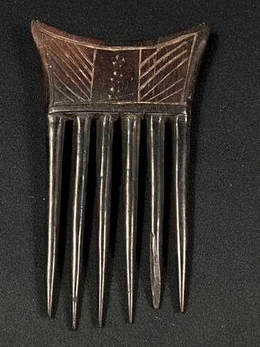 Peigne ancien à décor géométrique Akan Ashanti Baoulé Côte d'Ivoire Ghana