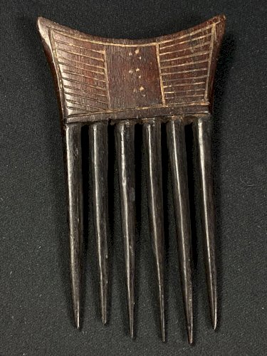 Peigne ancien à décor géométrique Akan Ashanti Baoulé Côte d'Ivoire Ghana