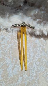 Peigne ancien en corne demi lune pour collection fin XIXé Siècle