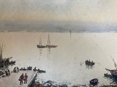 Peintre Gouache Aquarelle Papier Mer Océan Art Bretagne Francois Chauveau 1930