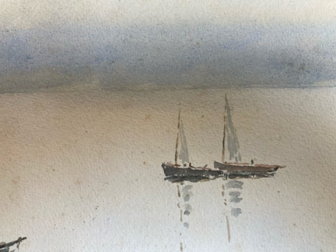 Peintre Gouache Aquarelle Papier Mer Océan Art Bretagne Francois Chauveau 1930