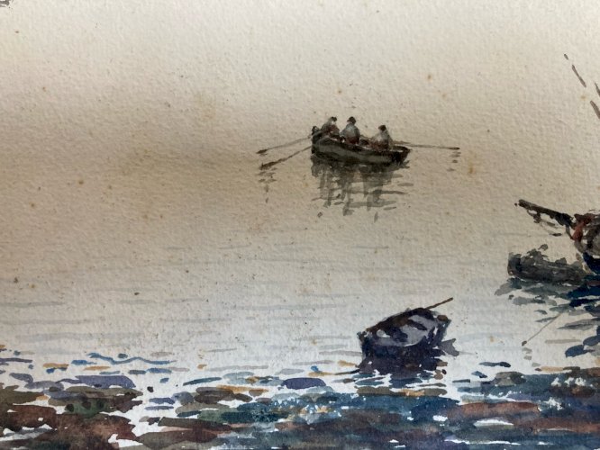 Peintre Gouache Aquarelle Papier Mer Océan Art Bretagne Francois Chauveau 1930