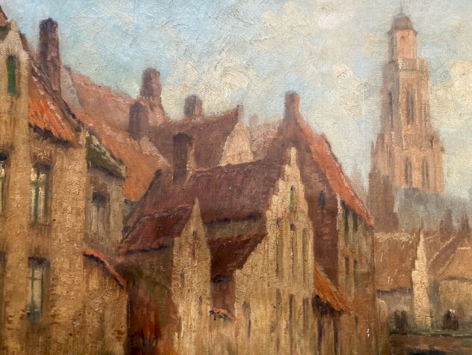Peinture 1900 Georges Hippolyte DILLY Impressionnisme Impressionniste Bruges Art