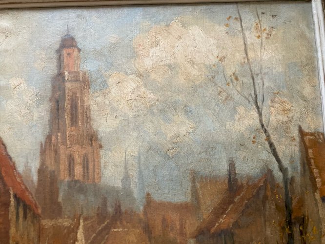 Peinture 1900 Georges Hippolyte DILLY Impressionnisme Impressionniste Bruges Art