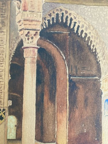 Peinture 1900 Riad orientaliste orientalisme Maroc Maghreb Ancien Art XIXe