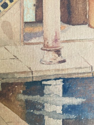 Peinture 1900 Riad orientaliste orientalisme Maroc Maghreb Ancien Art XIXe