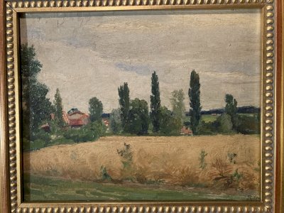 Peinture 1920 Huile Carton Paysage Impressionnisme Impressionniste