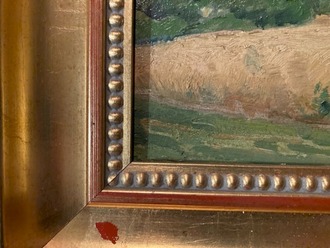 Peinture 1920 Huile Carton Paysage Impressionnisme Impressionniste