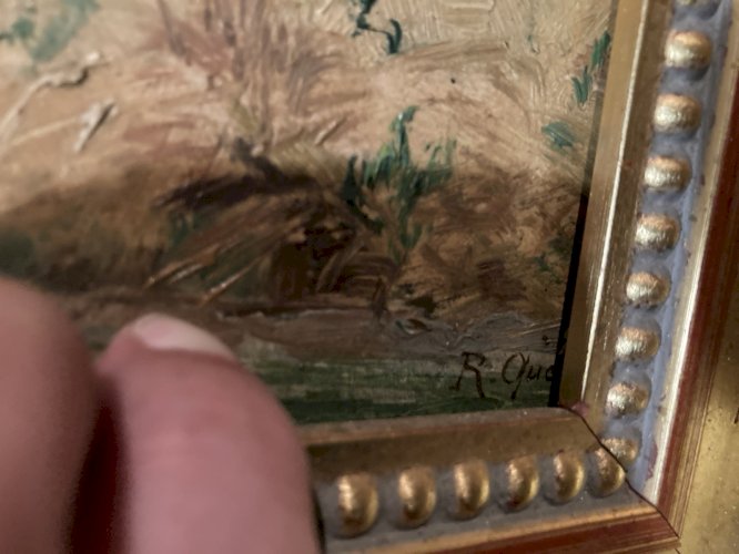 Peinture 1920 Huile Carton Paysage Impressionnisme Impressionniste