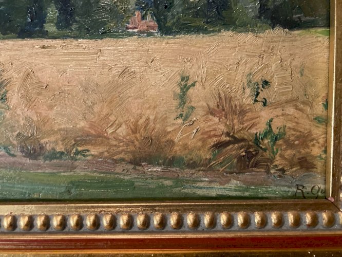 Peinture 1920 Huile Carton Paysage Impressionnisme Impressionniste