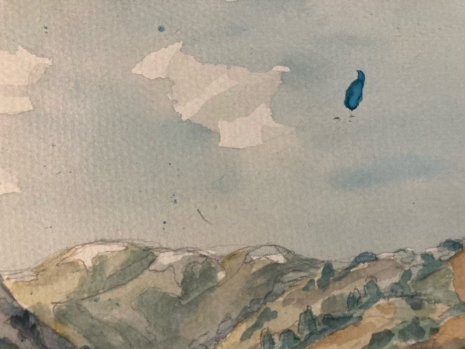 Peinture 1940 Papier Gouache Aquarelle Montagne Vallée À Identifier Paysage Art