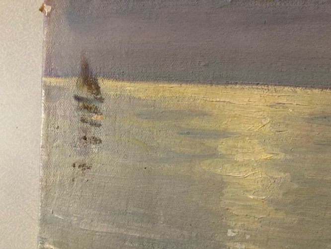 Peinture 1950 Barque Pêche Huile Sur Toile Impressionnisme Fauve Ancien