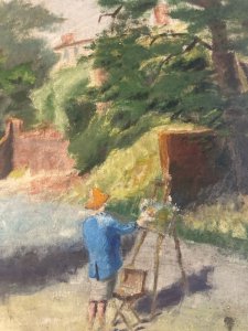 Peinture 1950 Huile Sur Carton Auto Portrait  Peintre Impressionnisme