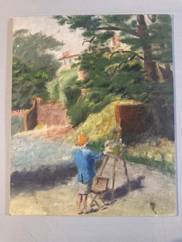 Peinture 1950 Huile Sur Carton Auto Portrait  Peintre Impressionnisme