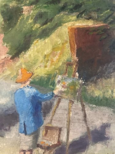 Peinture 1950 Huile Sur Carton Auto Portrait  Peintre Impressionnisme