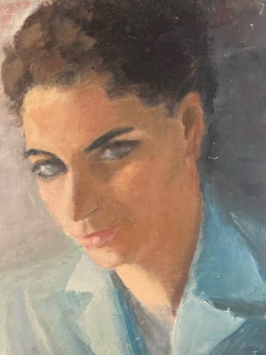 Peinture 1950 Huile Sur Carton Portrait Femme Impressionnisme Art XXe