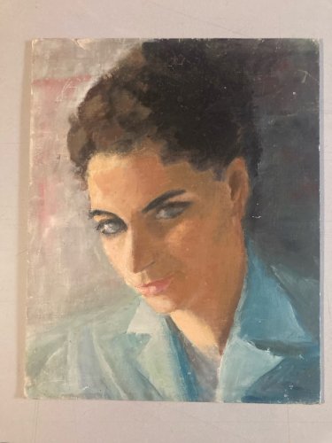Peinture 1950 Huile Sur Carton Portrait Femme Impressionnisme Art XXe