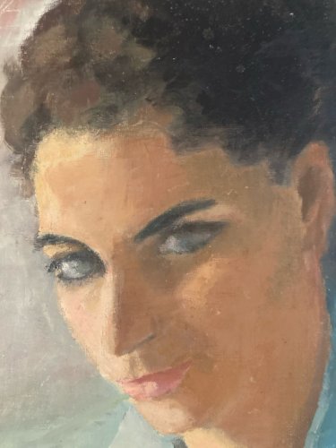 Peinture 1950 Huile Sur Carton Portrait Femme Impressionnisme Art XXe
