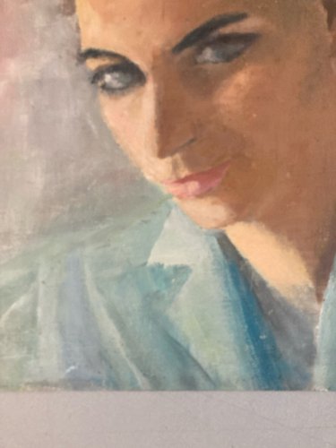 Peinture 1950 Huile Sur Carton Portrait Femme Impressionnisme Art XXe
