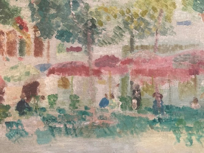 Peinture 1950 Maison Jardin Huile Toile Impressionnisme Impressionniste