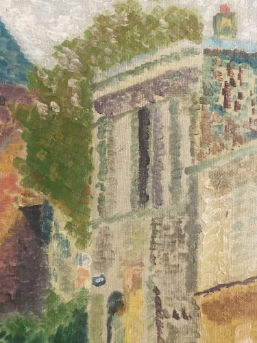 Peinture 1950 Moulin Paris Huile Toile Impressionnisme Impressionniste