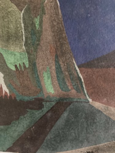 Peinture 1950  Paysage Montagne Cubisme Futurisme  Cubiste Futuriste Art Ancien