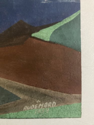 Peinture 1950  Paysage Montagne Cubisme Futurisme  Cubiste Futuriste Art Ancien