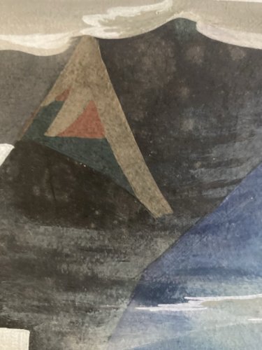 Peinture 1950  Paysage Montagne Cubisme Futurisme  Cubiste Futuriste Art Ancien