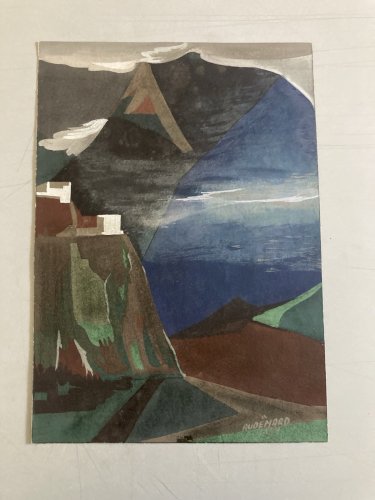 Peinture 1950  Paysage Montagne Cubisme Futurisme  Cubiste Futuriste Art Ancien