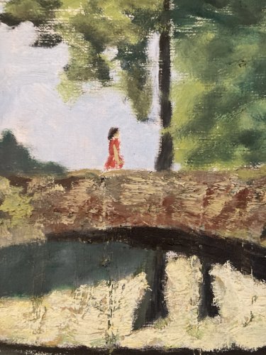 Peinture 1950 Pont Huile Toile Post Impressionnisme Impressionniste Art